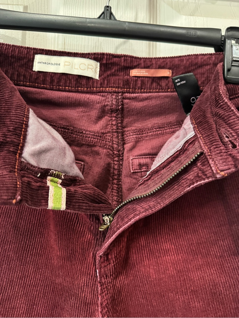 Pilcro by Anthropologie Corduroy High Rise Slim Two Tone Pants Size 26 - Picture 6 of 12